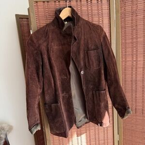 Chocolate Suede Leather Blazer